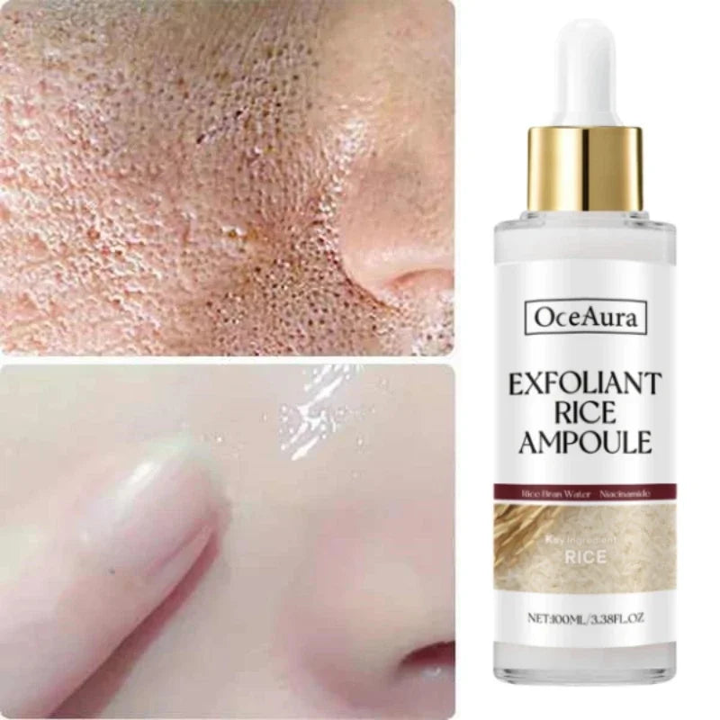 OUHOE White Black Rice Exfoliating Serum Peel Shot Facial Moisturizing Soften Blackhead Removal Hydrating Shrink Pores Skin Care Korea
