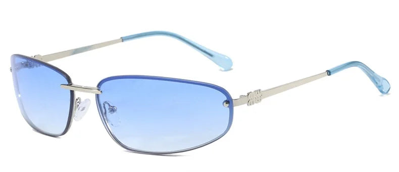 New Y2K Sunglasses For Women High Quality Oval Fashion Luxury Brand Rimless Glasses Trendy Woman Alloy Ladies Shades Eyewear