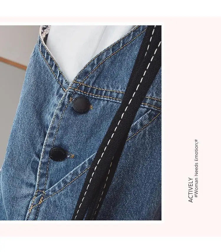Girls' Fashionable Denim Overalls Medium Big Children's Casual Loose Denim Shorts Korean Style Baby Girl's Denim Overalls Shorts