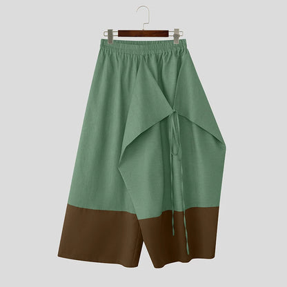 INCERUN Men Irregular Pants Patchwork Joggers Elastic Waist Wide Leg Trousers Men Streetwear Baggy 2026 Casual Male Long Pants