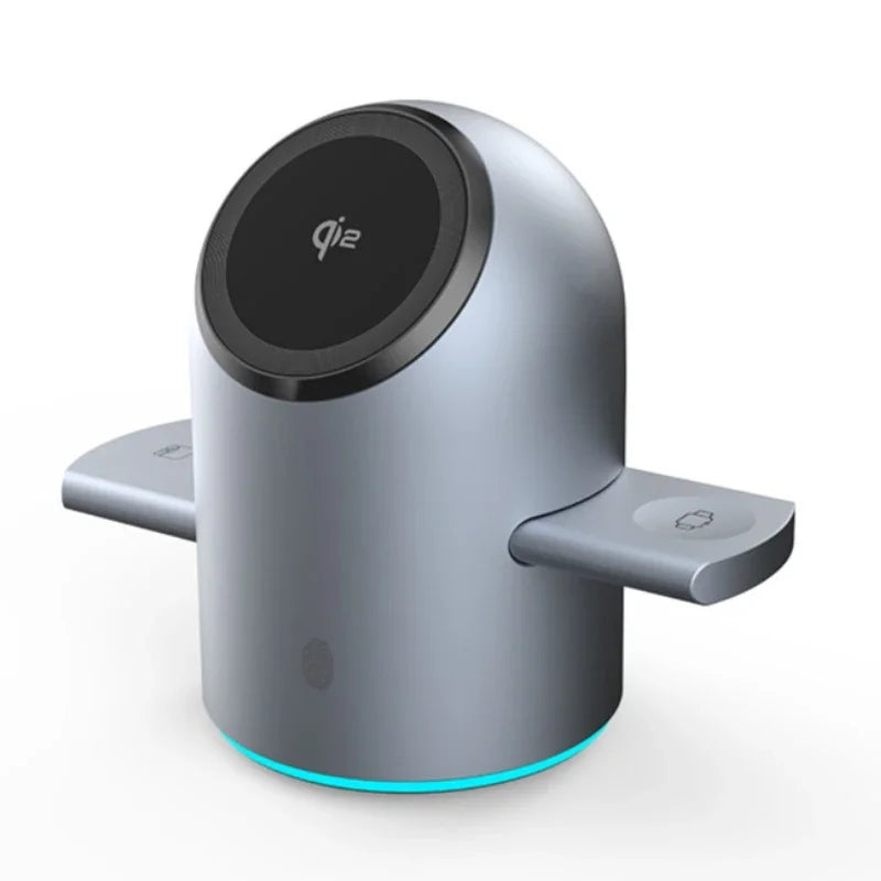 Bluetooth Speaker Magnetic Wireless Charger Station with Auto-Rotating for iPhone 17 16 15 14 13 12 Pro Max Apple Watch AirPods