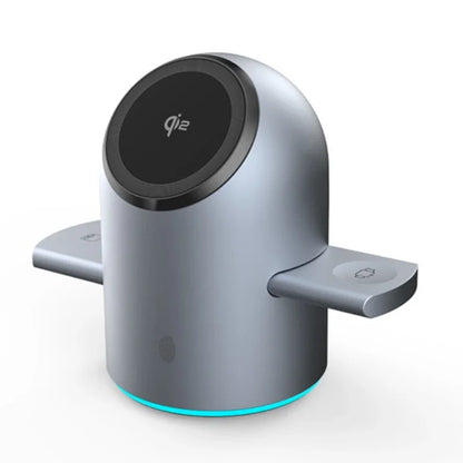 Bluetooth Speaker Magnetic Wireless Charger Station with Auto-Rotating for iPhone 17 16 15 14 13 12 Pro Max Apple Watch AirPods