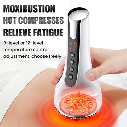 Electric Microcurrent Meridian Brush Body Massager GuaSha Red Light Hot Compress Scraping Lymphatic Drainage Device Fat Burner