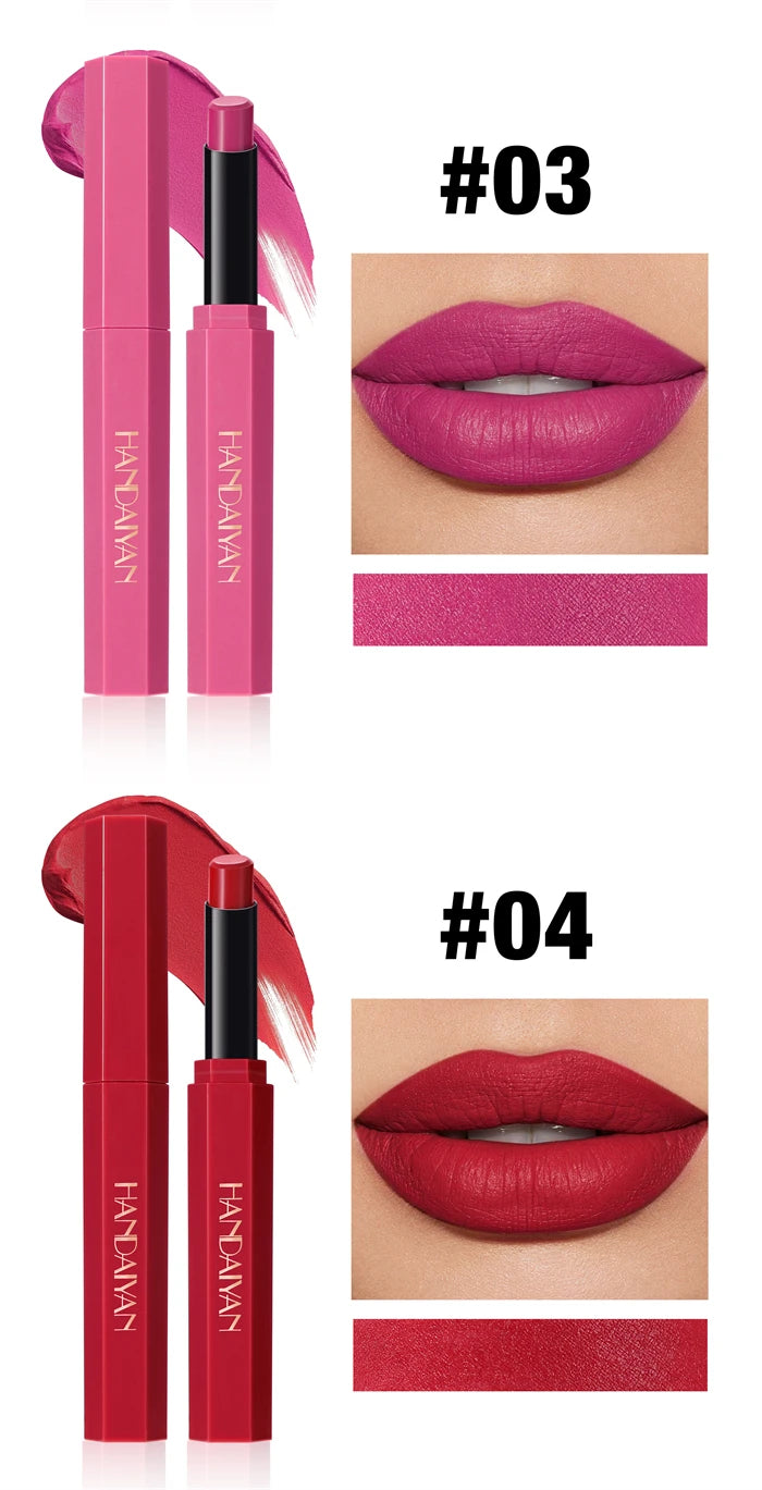 Matte Lipstick Pencil Waterproof Long Lasting Non-Stick Cup Sexy Red Matte Solid Lip Gloss Nude Pink Lipstick Pen Makeup -6 Colors
