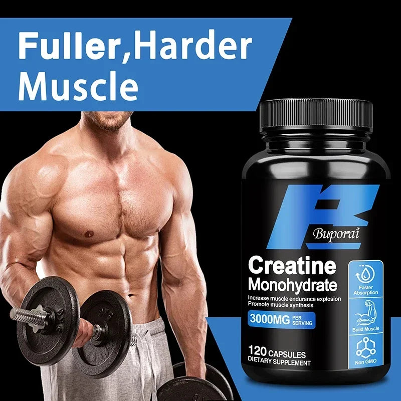 Creatine Monohydrate 3000mg- Supports Muscle, Energy and Cognitive Function, Increases Lean Muscle Mass - Gluten FreeSupplements