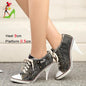 .Women Boots Design Stiletto High Heel Canvas Shoes Fashion Lady Lace up Pointed Ankle Shoes Sexy High-heeled Thin Heel Boot