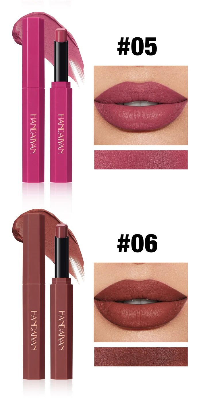 Matte Lipstick Pencil Waterproof Long Lasting Non-Stick Cup Sexy Red Matte Solid Lip Gloss Nude Pink Lipstick Pen Makeup -6 Colors