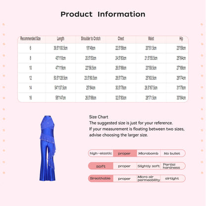 Kids Girls Figure Skating Jumpsuit Ballet Gymnastics Acrobatics Dance Leotard Sleeveless Shiny Rhinestones Ruffles Mesh Bodysuit