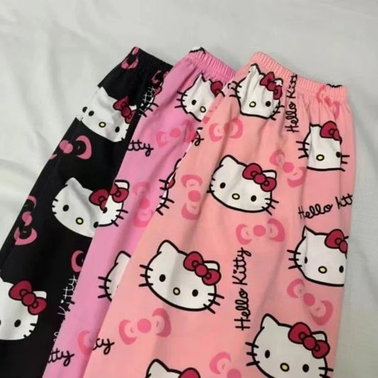 Hello Kitty pajamas summer thin loose casual pants cartoon walking home pants girlfriends can wear outside