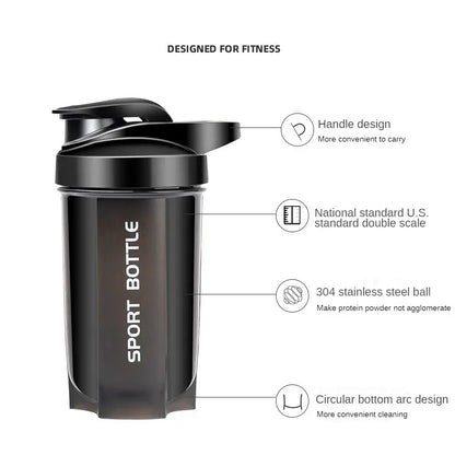 Portable Protein Powder Shaker Bottle Leak Proof Water Bottle For Gym Outdoor Fitness Training Sport Mixing Cup With Scale