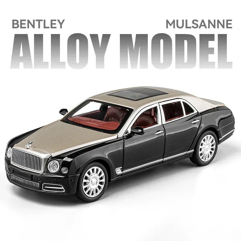 Diecast 1:24 Scale Bentley Mulsanne Alloy Model Car Collection Vehicle Simulation Sound & Light Metal Toy Gift