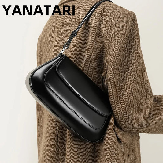 YANATARI underarm cowhide Genuine leather handbags women vintage shoulder bag female luxury bags women's high quality