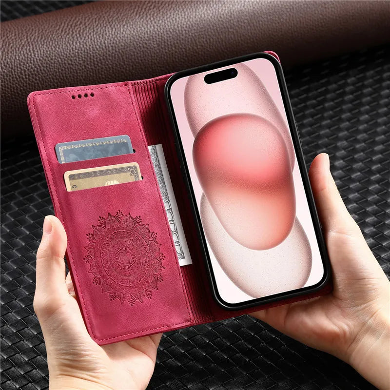 Wallet Luxury Phone Case For Xiaomi Redmi 9A 9C NFC Note 9S 9 Pro Max Redmi9 Power 9T Leather Magnetic Flip Cover Totems Coque
