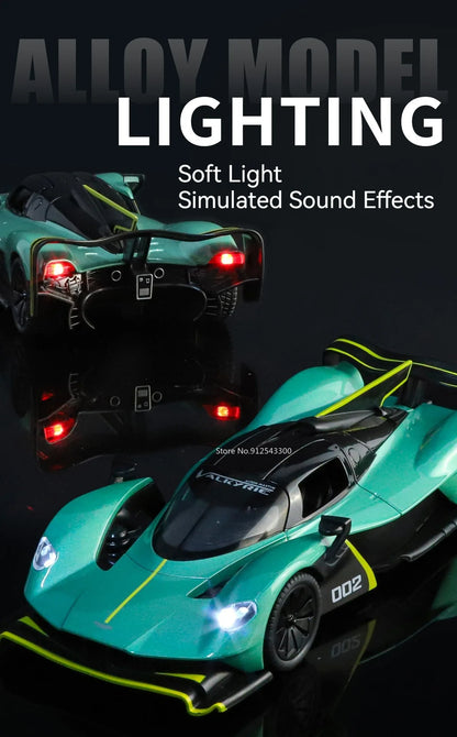 Valkyrie GT-R50 Sports 1:24 Car Model Toy Diecast Alloy Doors Opened Sound Light Supercar Collectible Ornaments Toy Gifts