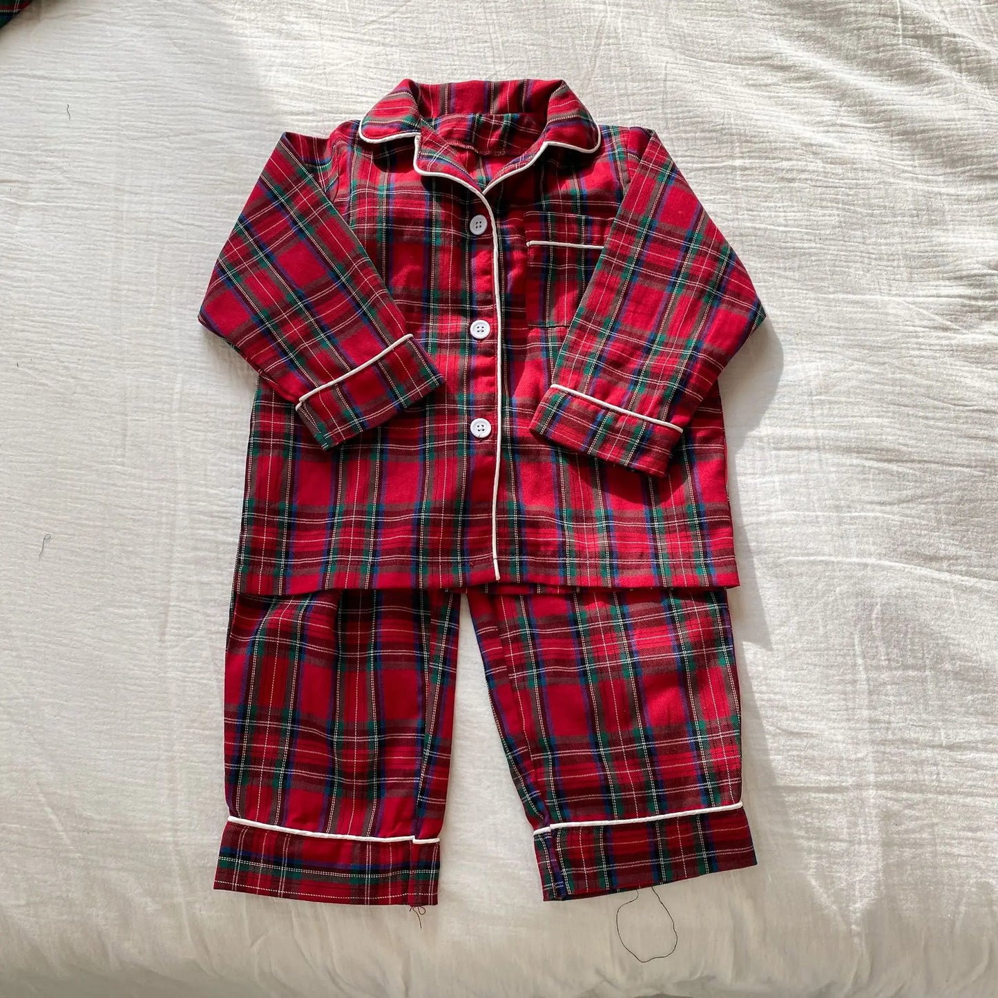 2025 New Christmas Children's Pajama Sets Plaid Print Clothing Set Button Full Sleeve 2 Pcs Suit Homewear Thin Pyjamas Xmas Look