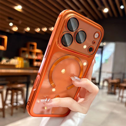 Luxury Matte for Magsafe Soft Plating Clear Case for iPhone 17 Pro Max 17Pro Magnetic Transparent Camera Protector Soft Cover