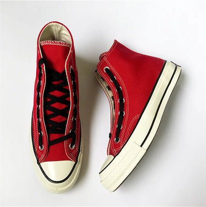 First Grade Fine Cotton Shoelaces High-top Low-top 1970S Canvas Black White Shoes laces 7 mm Width 90/180 cm Women Men Shoelace