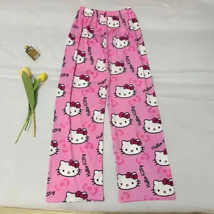 Hello Kitty pajamas summer thin loose casual pants cartoon walking home pants girlfriends can wear outside