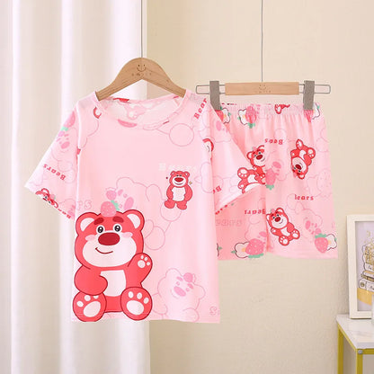 Toddler Baby Girls Boys Minnie Mouse Pajamas Sets Summer Short Sleeve Pyjama Stitch Enfant Baby Pijama Kids Night Wear Homewear Pjs
