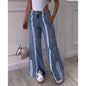 Women's Slit Flared Pants Female Individualretro Loose Jeans Front Striped Long Trousers Y2k Streetwear Elegant Pant Bottoms