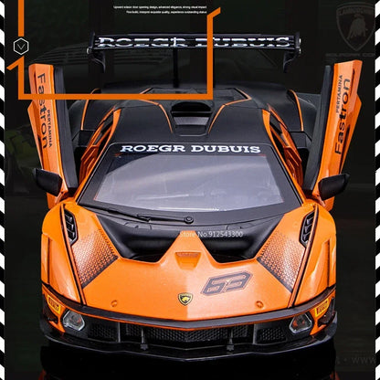 Lambor SCV12 LP770- 1:24  Car Model Alloy Diecast Sound Light Pull Back Doors Opened Vehicle Models Toy