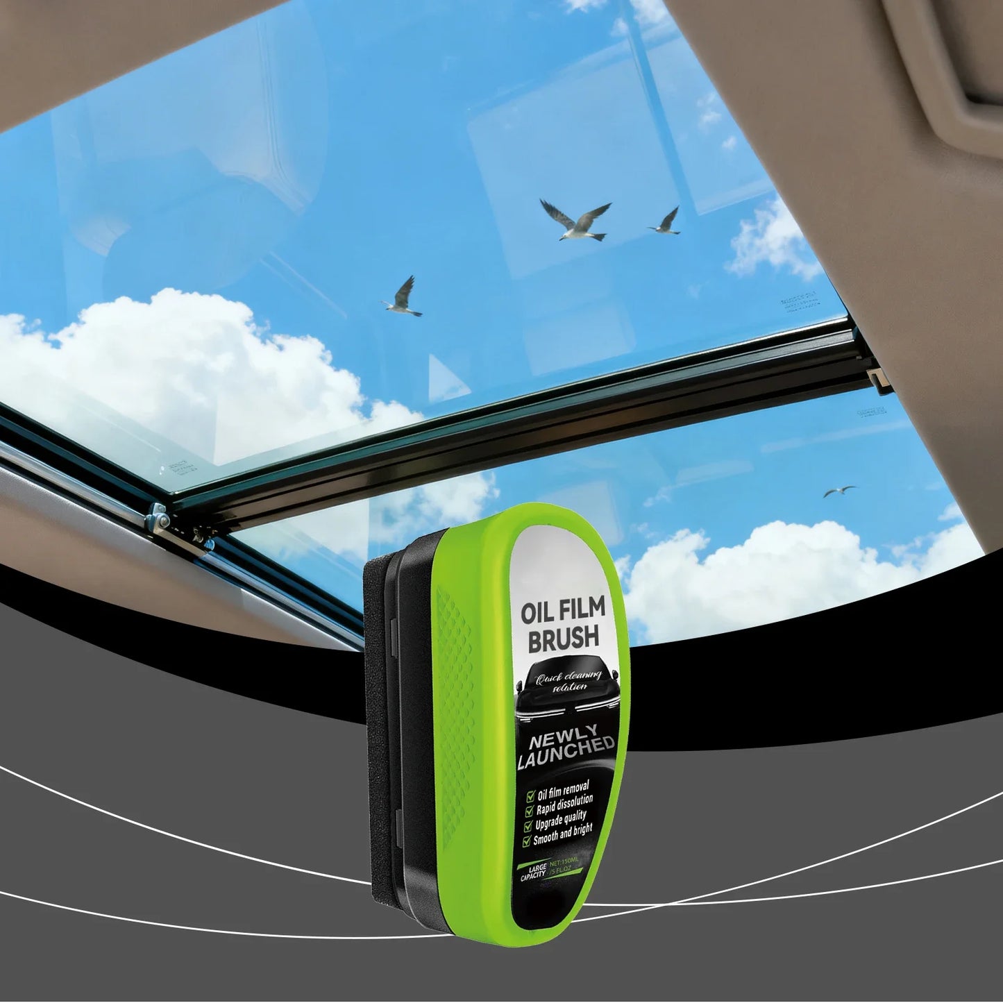 Automotive Car Oil Film Cleaning Brush,150ml Glass Oil Film Remover for Car Window,Windshield Brush For Car Care