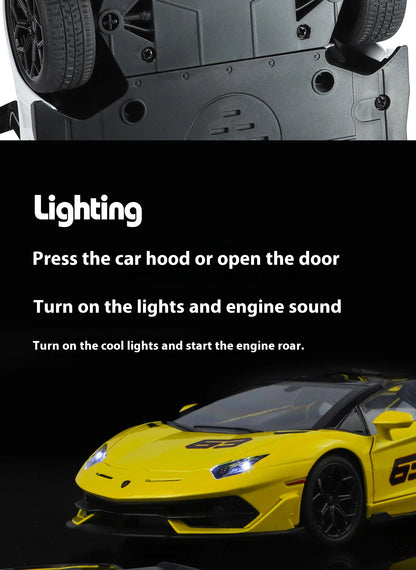 Large 1/18 Aventador SVJ Supercar Model Simulation Interior Details Adult Collection Ornaments