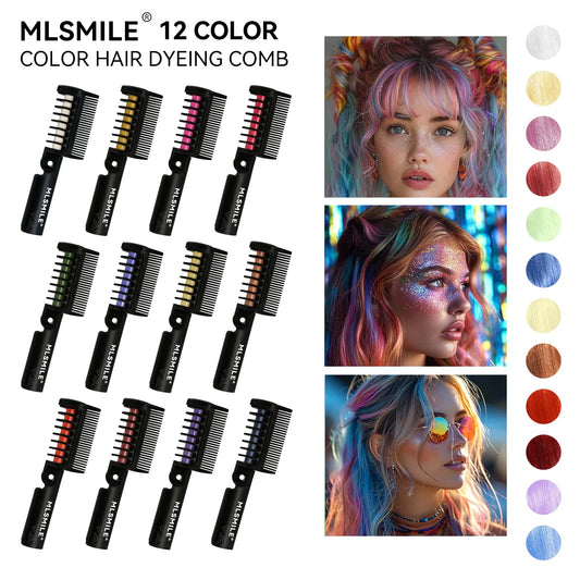 Hair Coloring Stick Hair Comb Disposable Folding Hair Coloring Stick Dye Hair Colorful Hair Coloring Stick-12 Colors
