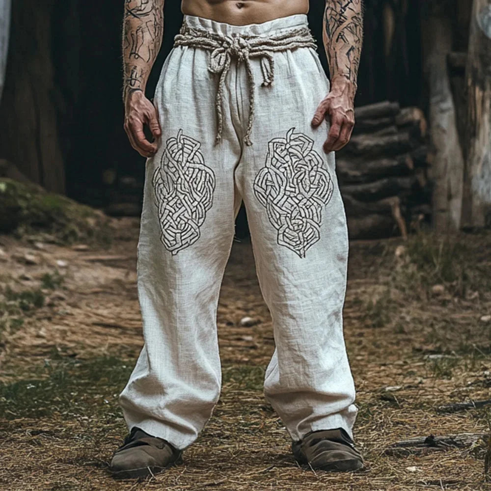 Men's retro Viking Celtic Crow Skull 3D printed casual pants drawstring straight leg pants summer Spring beach pants