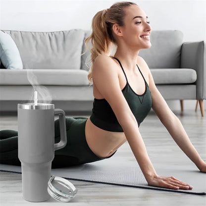LMETJMA 40oz Mug With Lid and Straw Stainless Steel Vacuum Mug Tumbler Keep Cold and Hot Leak Proof Travel Coffee Mug JT999