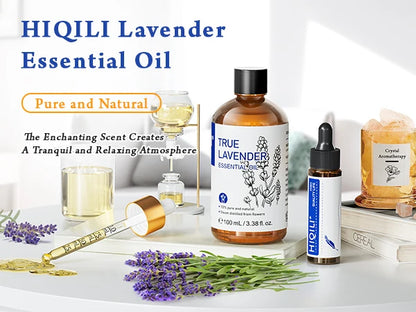 HIQILI 100% Pure Lavender Essential Oil 100ML Aromatherapy Diffuser Oil for Sleep Relaxation Diffuser Massage Skin Care