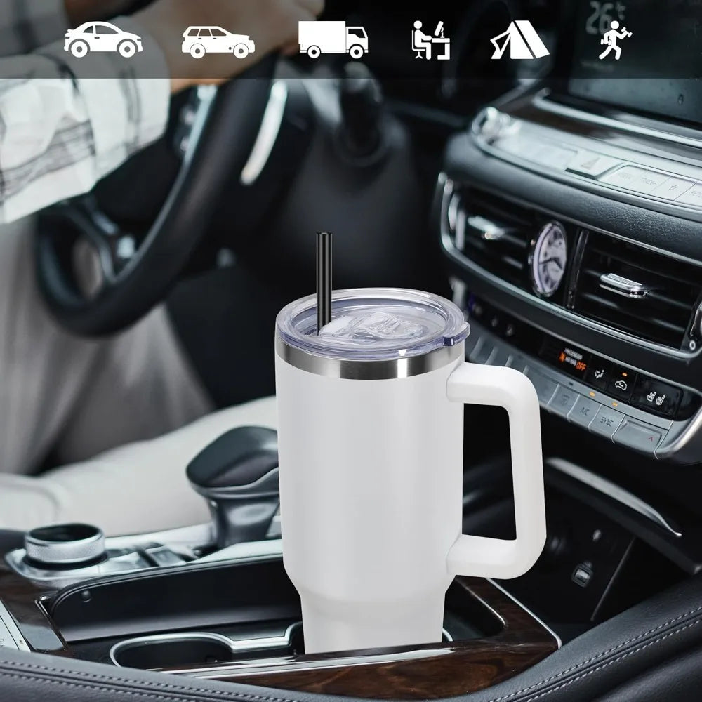 Metal Vacuum Insulated Cup 1200ML Stainless Steel Portable Water Cup Refrigerated Vacuum Insulated Straw Leak-proof Lid