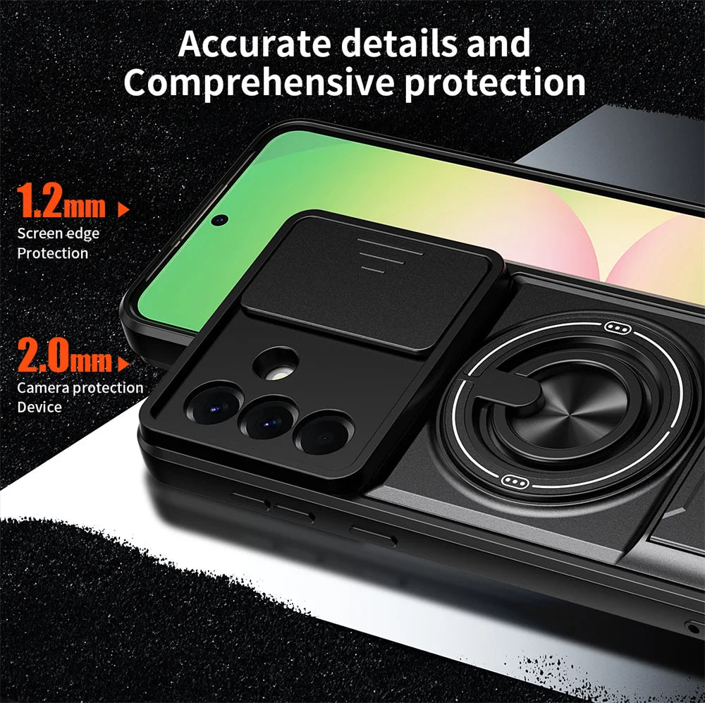 Magnetic Ring Holder Phone Case for Samsung Galaxy A56 A55 A37 A36 A35 A34 A26 A17 A16 A15 A14 4G 5G Slide Camera Protect Cover