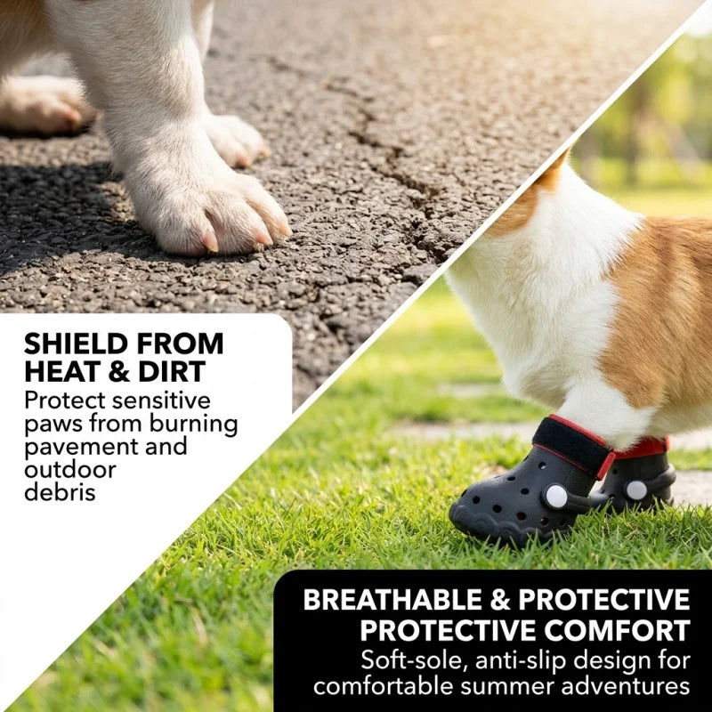 Summer Breathable Dog Sandals Soft Sole Outdoor Clogs All Season Pet Booties Small & Medium Dogs