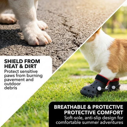 Summer Breathable Dog Sandals Soft Sole Outdoor Clogs All Season Pet Booties Small & Medium Dogs