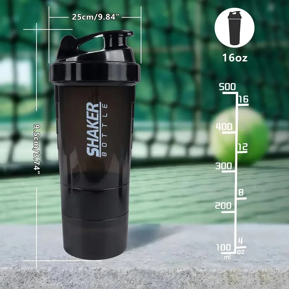Shaker Protein 3 Layers Bottle Powder Shake Cup Water Bottle Plastic Mixing Cup Body Building Exercise Bottle