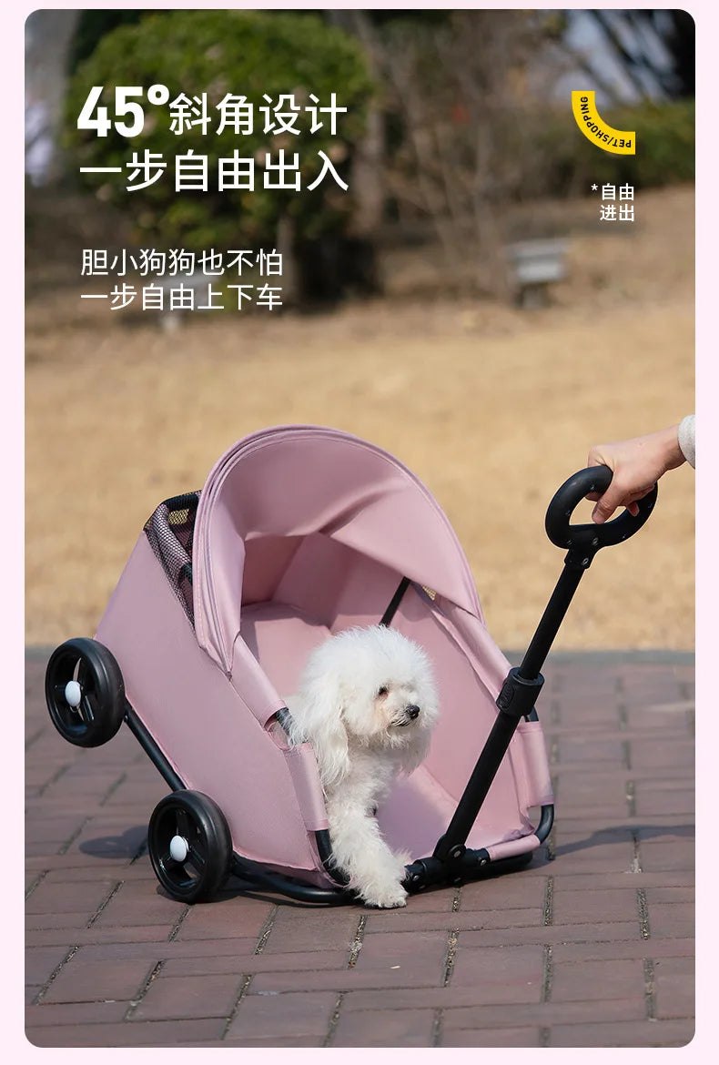 Small Pet Stroller for Dogs Cats Teddy Bears Outdoor Activities Lightweight and Foldable Car Accessories