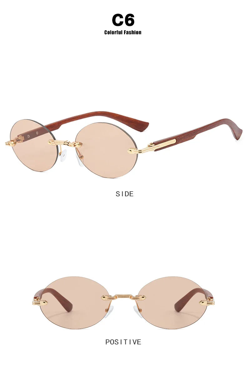 New Frameless Oval Sunglasses, High-end Light Luxury Women's Fashionable Summer Beach Vacation Sunglasses