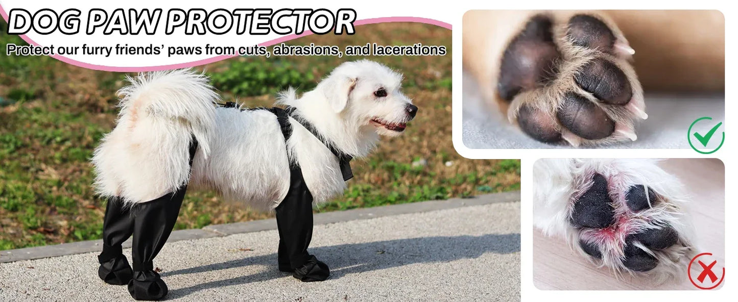 Best Anti-Slip Dog Shoes Pet Paw Protector Dog Rain Booties, Dirty-proof & Anti-fall Dog Outdoor Dog Suspender Sock Shoes