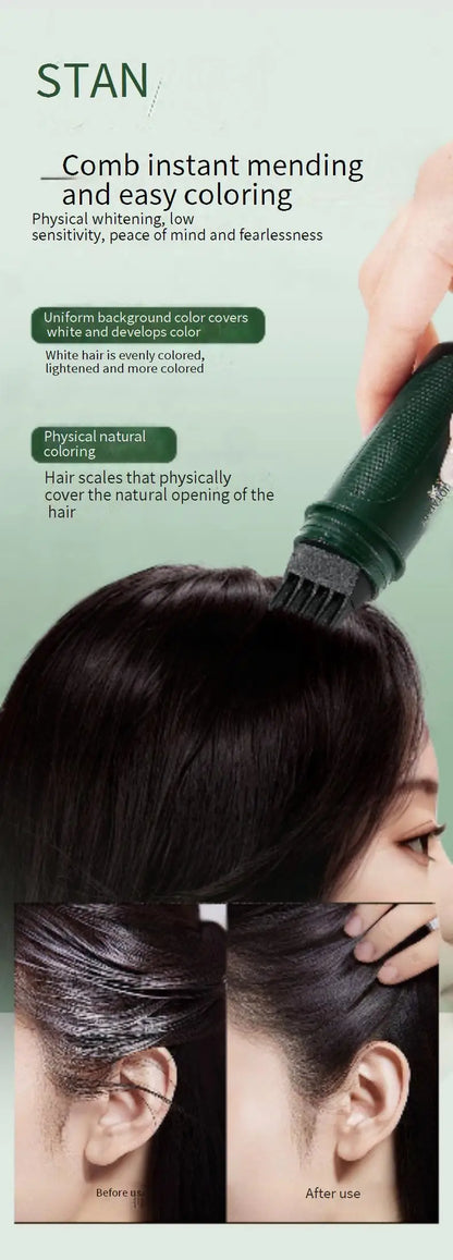 QXQY 2 in 1 Hair Color Pen Comb｜Instant Root Touch Up for Gray Hair｜Painless Natural Cover｜Gentle Formula for Men & Women