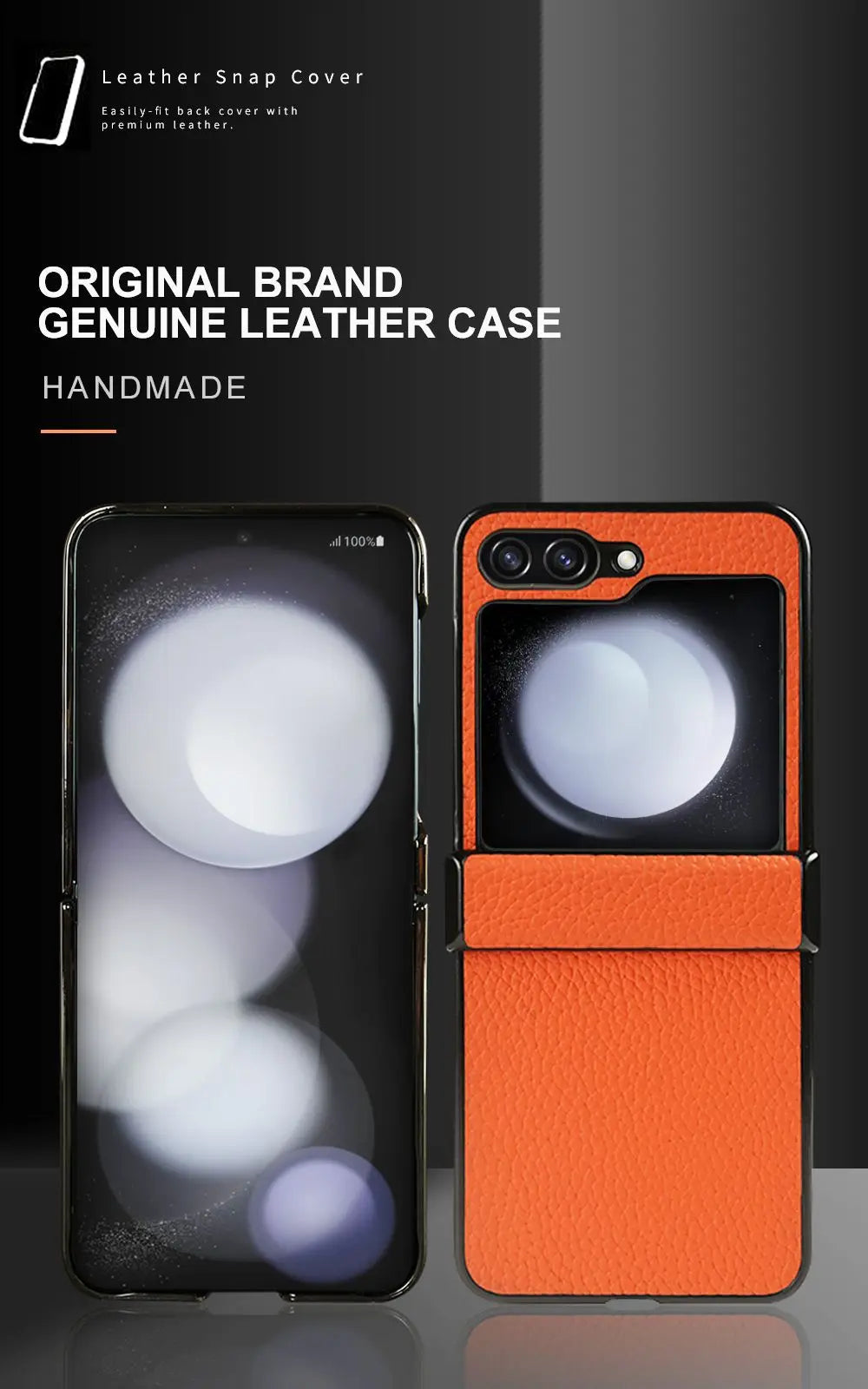 Luxury Hand Crafted Genuine Leather Case For Samsung Galaxy Z flip5 Phone Cover Galaxy Z Flip 3 flip4  Back Shell Coque Capa
