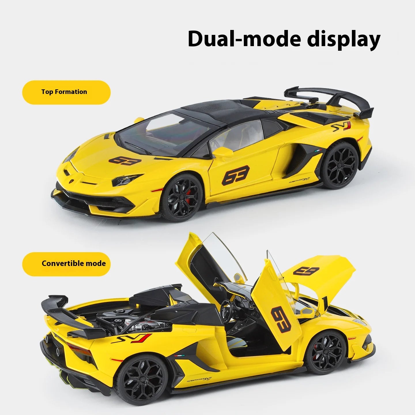 Large 1/18 Aventador SVJ Supercar Model Simulation Interior Details Adult Collection Ornaments