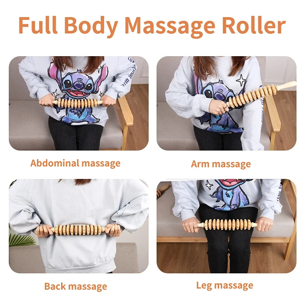 Curved Wood Therapy Massage Tool Massage Roller Lymphatic Drainage Massager Handheld for Release Cellulite Relieve Muscle Stress
