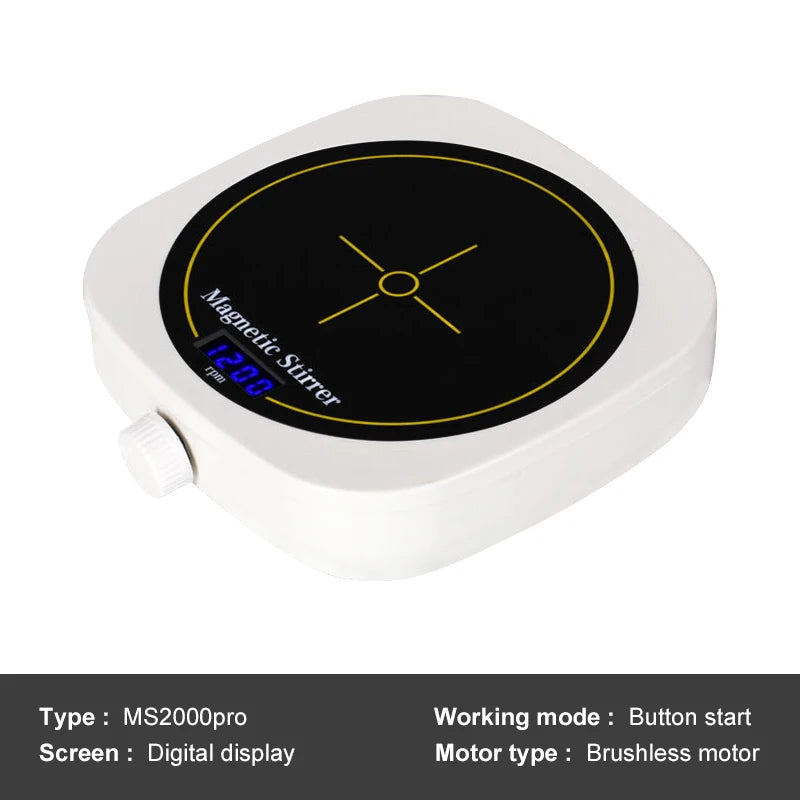 WESTTUNE Digital Display Magnetic Stirrer Laboratory Magnetic Mixer Portable Liquid Stirrer Plate with Stir Bar 200-2000 RPM