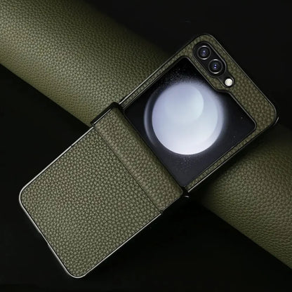 Luxury Hand Crafted Genuine Leather Case For Samsung Galaxy Z flip5 Phone Cover Galaxy Z Flip 3 flip4  Back Shell Coque Capa