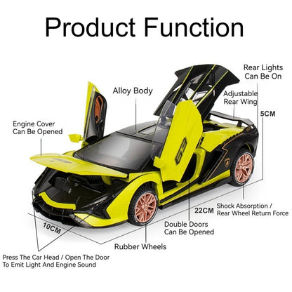 BYD YANGWANG U9 1:24 Cars Miniature Models Toys Wheel Shock Absorption Light Music Supercar