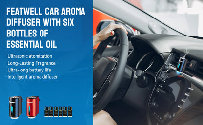 Smart Car Air Aromatherapy Diffuser, Fragrance Car Air fresheners with Six Adjustable, Humidifier Essential Oil Diffuser