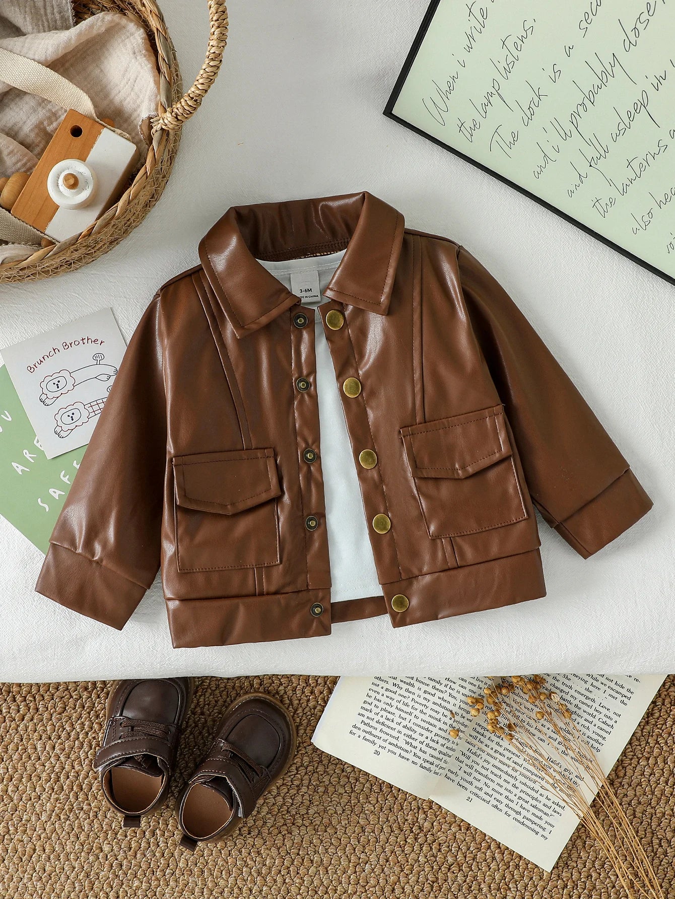 Baby Boys Cool Jacket Spring and Autumn New Style Windproof Korean Style Stand up Collar Coat for 1-3Y Outdoor Wear