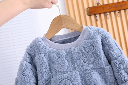 New autumn flange pajamas girl style Liu Su home service boy long sleeve top+trousers set 0-5 year old children pajamas set