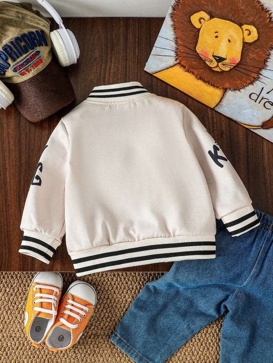 Baby Boys Girls Clothes Cartoon Letter Jacket Fashion Sports Infant Sportswear For 1-3Y
